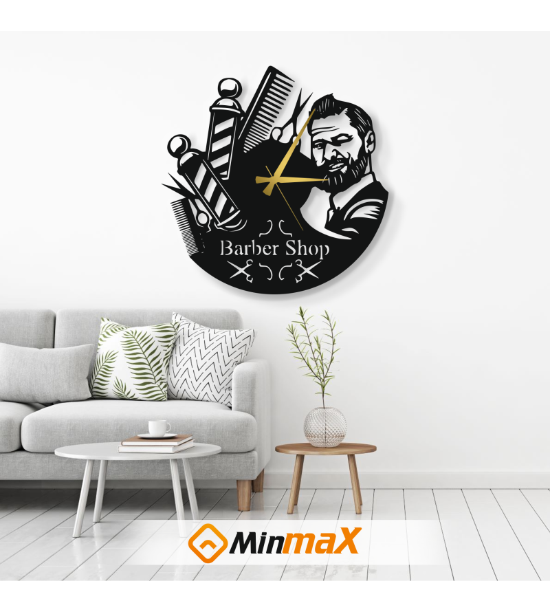 BARBER SHOP DEKORATİF DUVAR SAATİ T106
