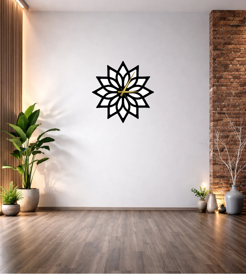 LOTUS ÇİÇEĞİ FİGÜRLÜ DEKOR DUVAR SAATİ T27