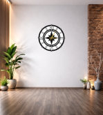 PUSULA FİGÜRLÜ DEKOR DUVAR SAATİ T38