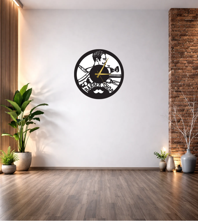 BARBER SHOP DEKOR DUVAR SAATİ T47