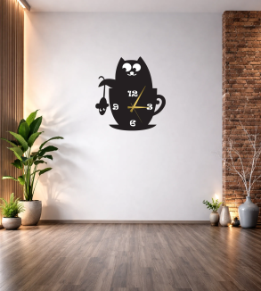 KEDİ FARE DEKORATİF DUVAR SAATİ T101