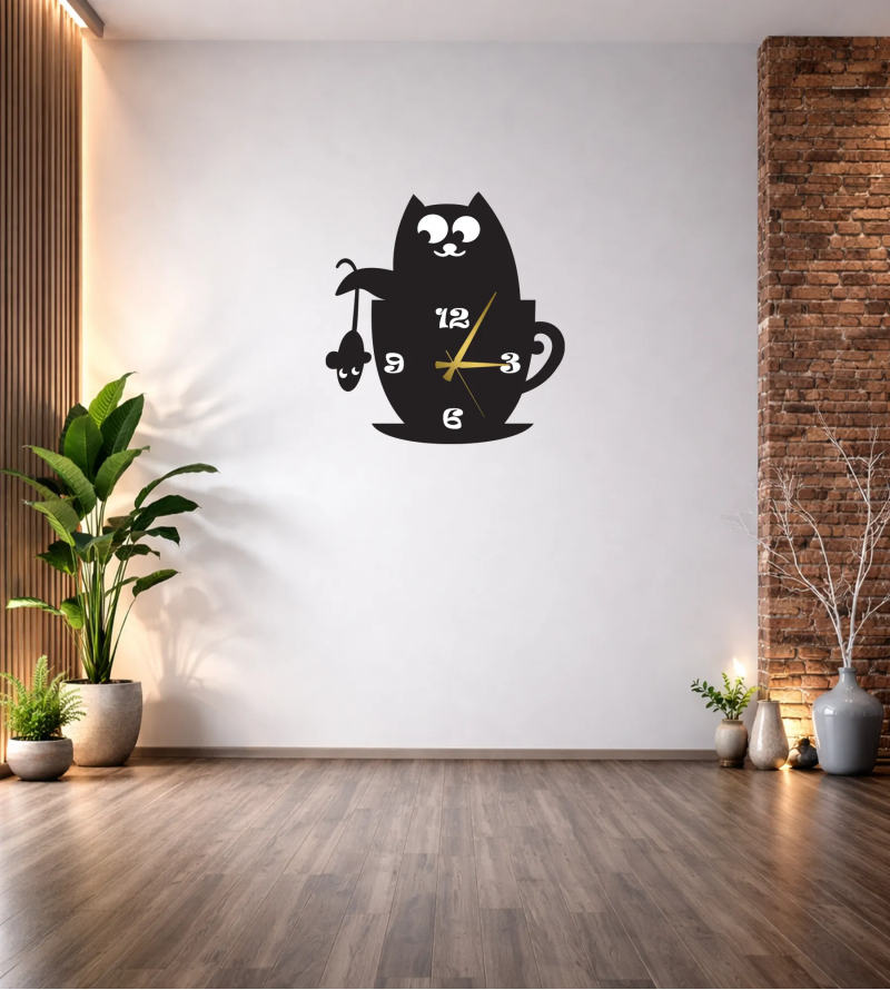 KEDİ FARE DEKORATİF DUVAR SAATİ T101