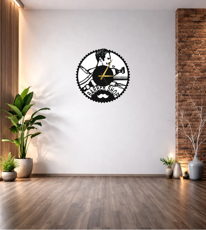 BARBER SHOP DEKORATİF DUVAR SAATİ T104