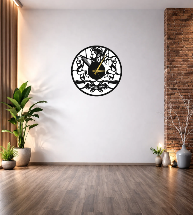 BARBER SHOP DEKORATİF DUVAR SAATİ T105