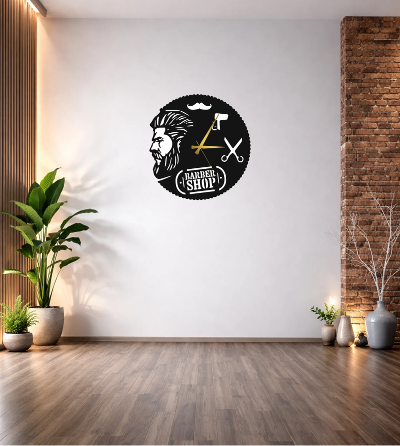 BARBER SHOP DEKORATİF DUVAR SAATİ T107