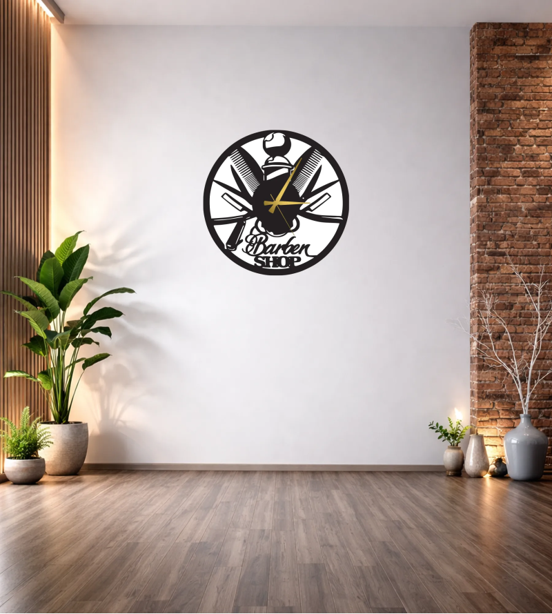 BARBER SHOP DEKORATİF DUVAR SAATİ T108