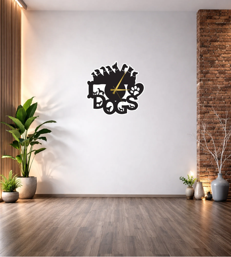 DOGS DEKORATİF DUVAR SAATİ T111