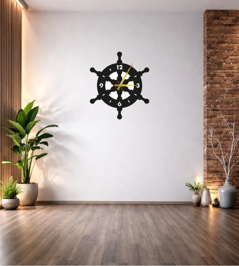 GEMİ DÜMENİ DEKOR DUVAR SAATİ T220