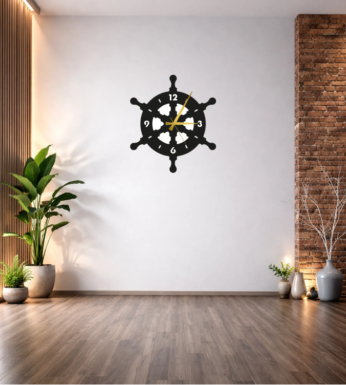 GEMİ DÜMENİ DEKOR DUVAR SAATİ T220