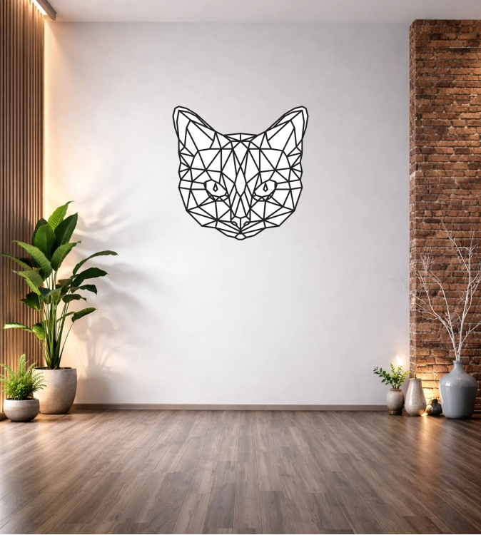 GEOMETRİK KEDİ DUVAR TABLOSU T288