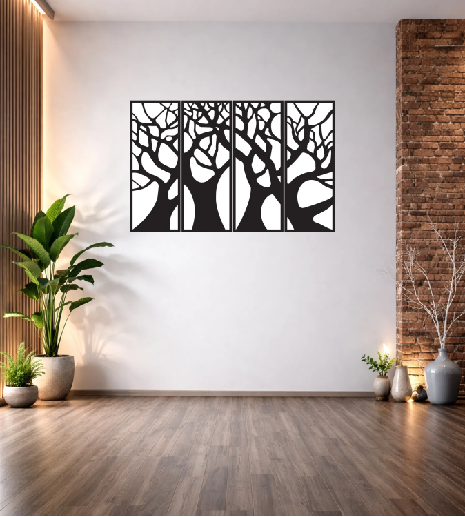 AĞAÇ 4'LÜ DUVAR TABLOSU T345