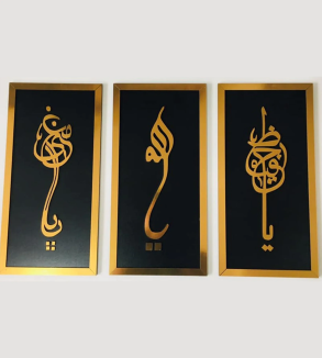 İSLAMİ HAT ÇALIŞMASI DUVAR TABLOSU 3'LÜ PLEKSİ T351