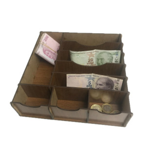 ÇEKMECE İÇİ AHŞAP PARA DÜZENLEYİCİ 25*25*6 CM T429