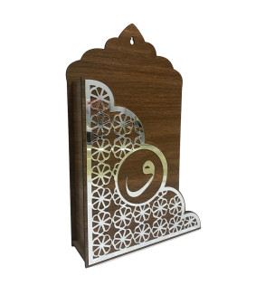 AHŞAP KUR'AN I KERİM KUTUSU ASKILI PLEKSİ DESENLİ 19*30*6CM T210