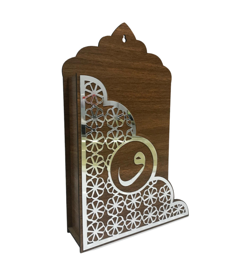 AHŞAP KUR'AN I KERİM KUTUSU ASKILI PLEKSİ DESENLİ 19*30*6CM T210